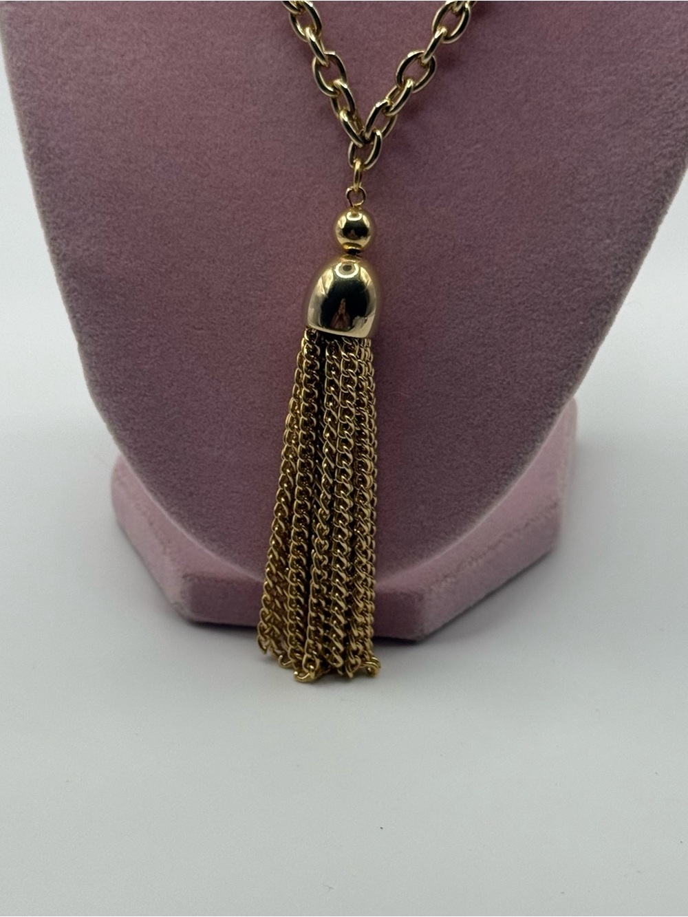 Long Gold-Tone tassel Necklace - Picture 3 of 5